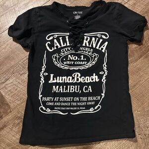 🍒On Fire Black California Graphic Tee